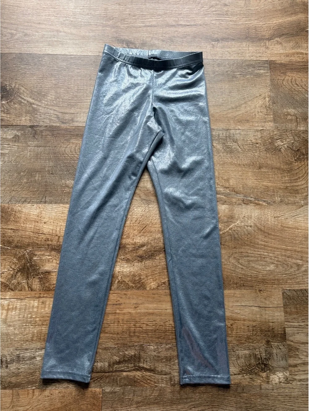 Old Navy Girls' Large (10-12) Light Blue Shiny Silver Leggings